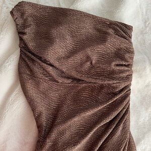 Ralph Lauren Brown One Shoulder Cocktail Dress